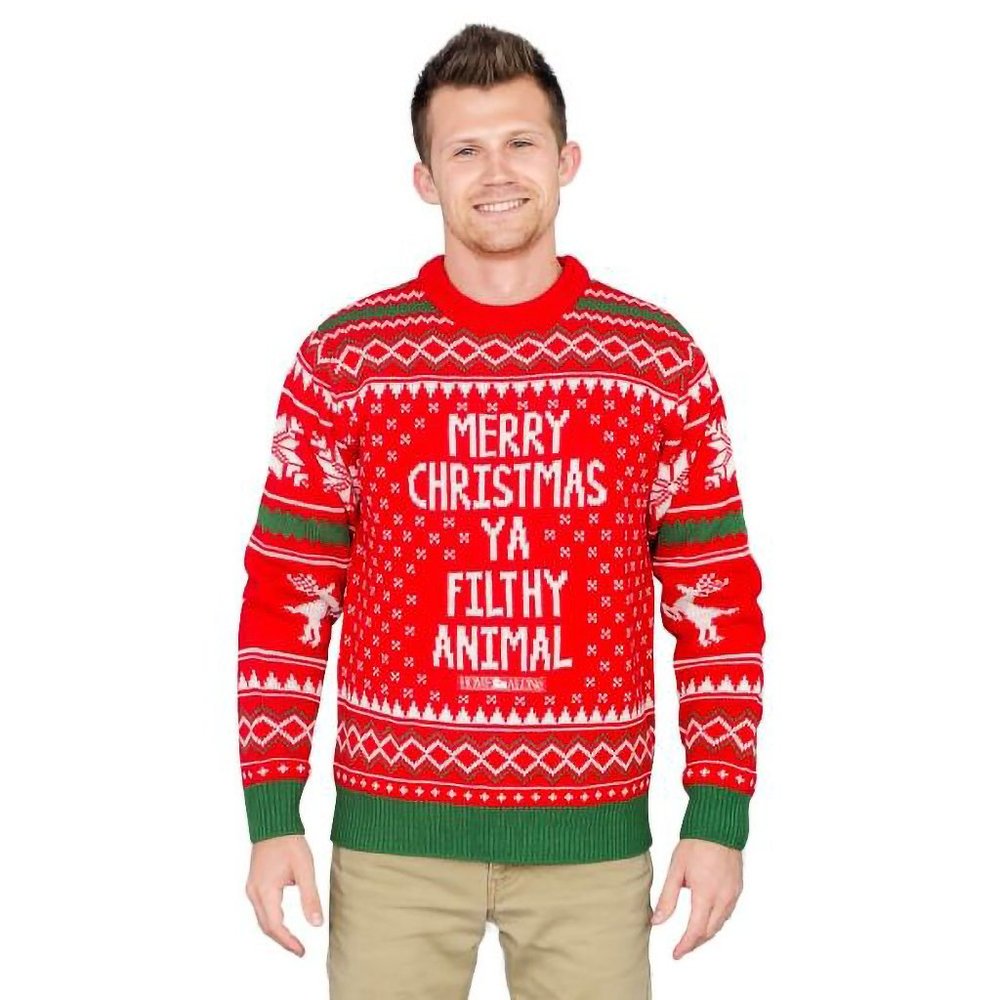 Men's Merry Christmas Ya Filthy Animal Ugly Christmas Sweater with Reindeer